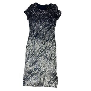 Betsy Adam Womens Dress Size 10 Black Silver Sequined NYE Cocktail Party Holiday